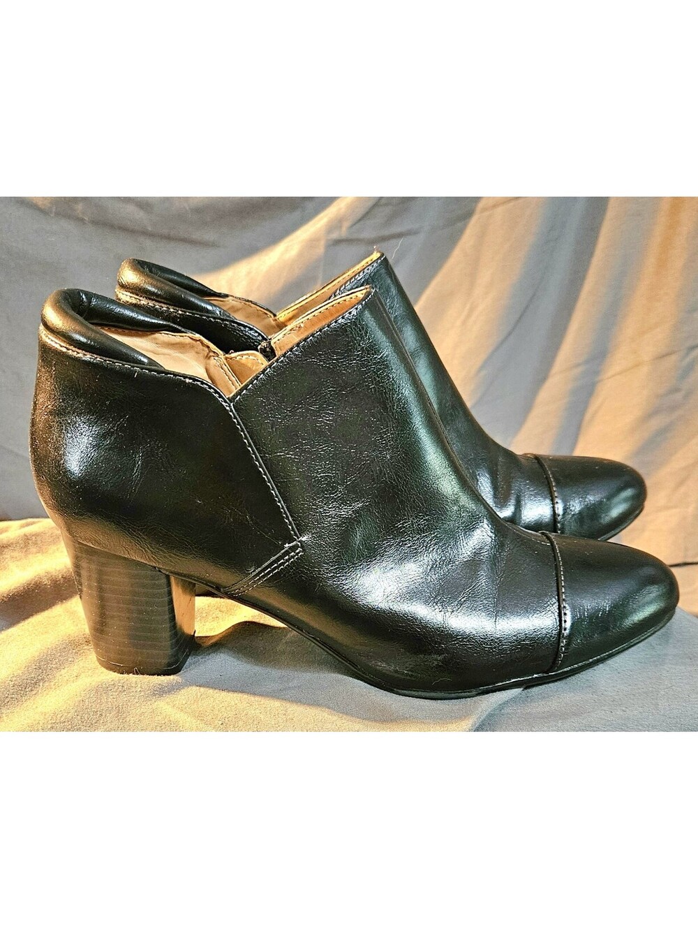 Womens Naturalizer N5 Size 7.5 Comfort Black ANKLE BOOTS w/ Zip Side